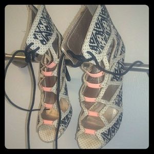 Tribal Print Caged Shoes